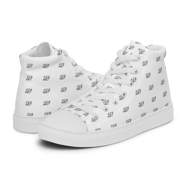 white high-top canvas shoes